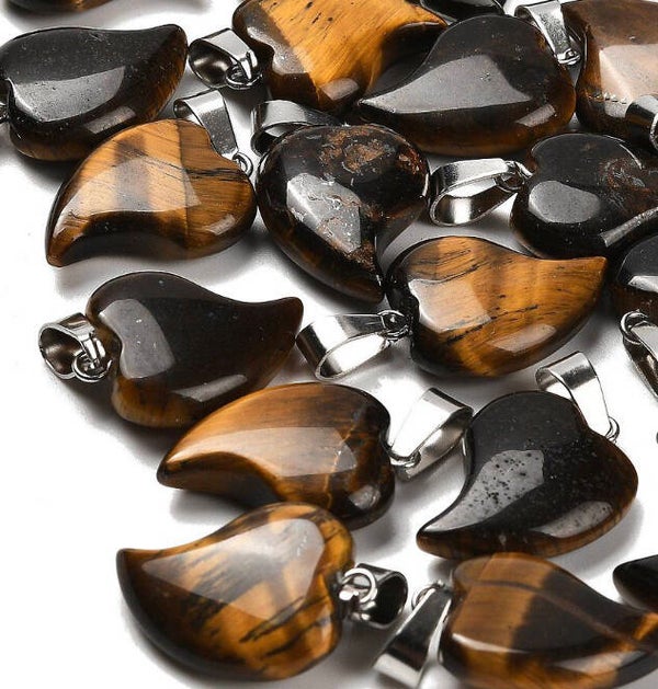 Tigeröga hjärta ink halskedja rostfritt stål