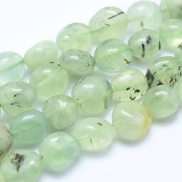 1 sträng Prehnite trumlade pärlor
