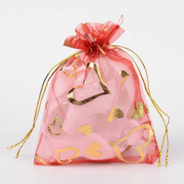 50 st Röda Organza påsar- perfekt till jul, 10*12 cm