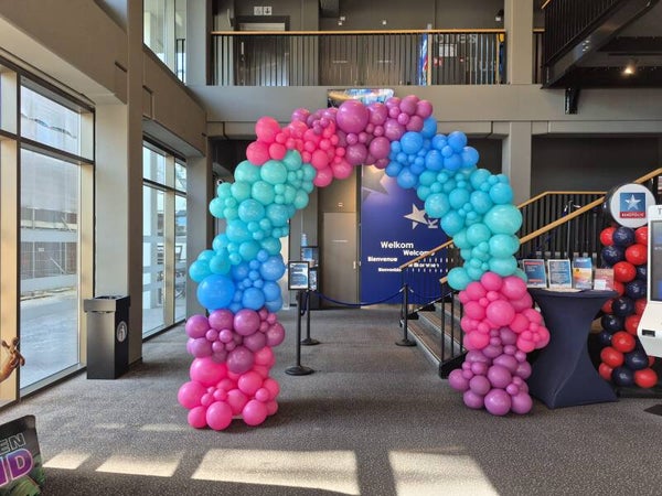 Organic style ballonboog blue-pink