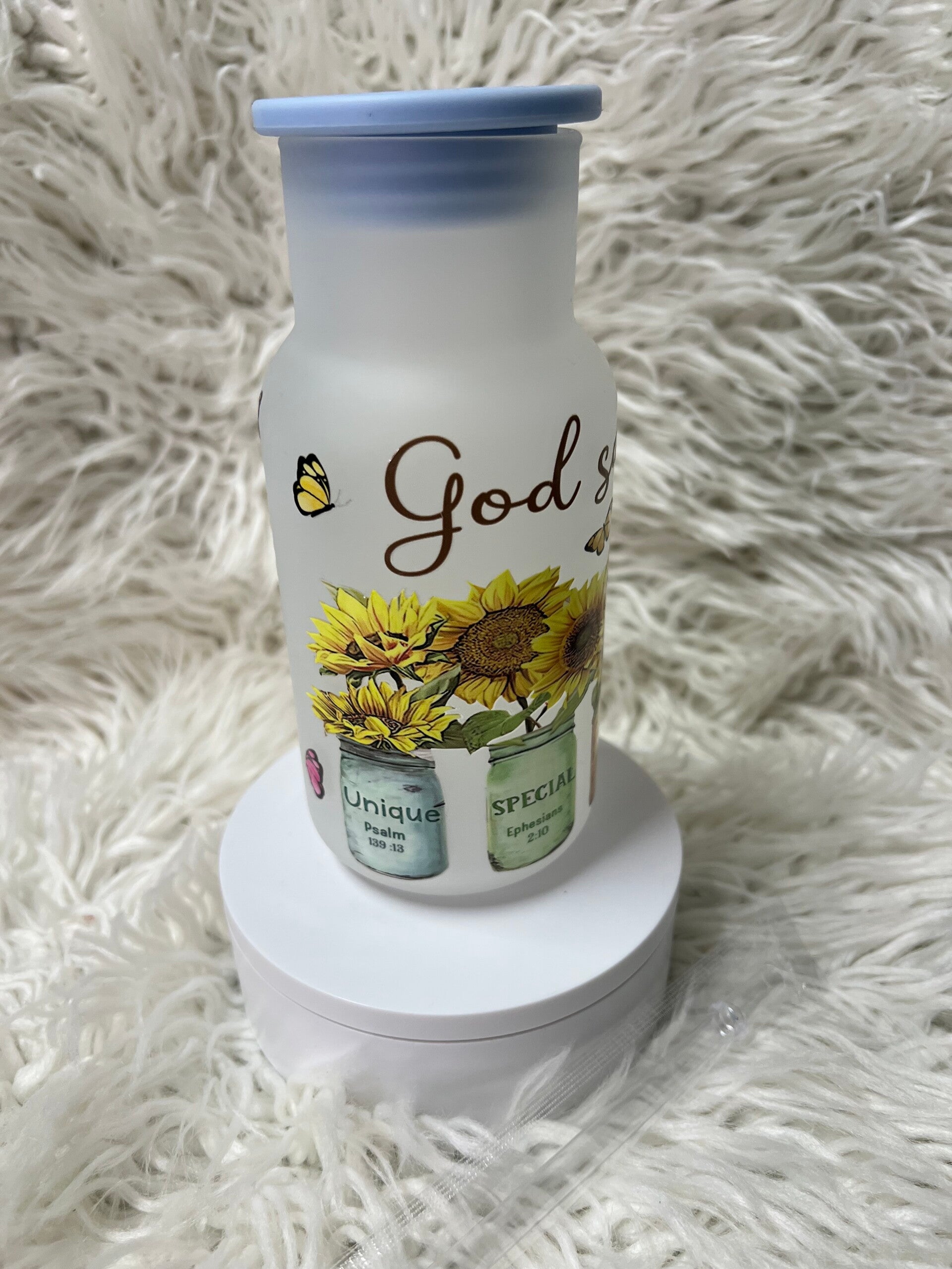 Vaso en Cristal Opaco/ Tapa en goma y sorbeto o pitillo