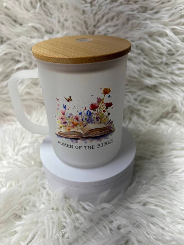 Taza en Cristal Opaco/ Tapa en Bambúy sorbeto o pitillo