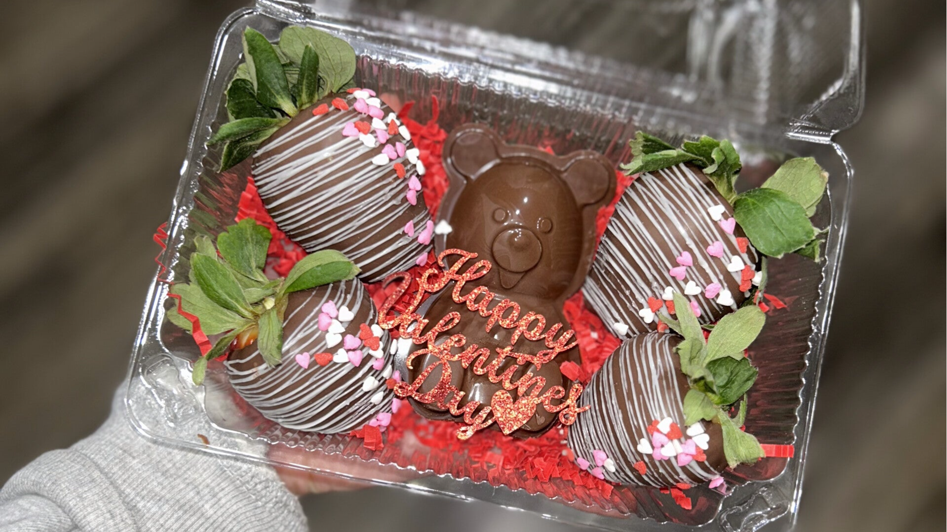 4 count berry much with homemade chocolate Bear.