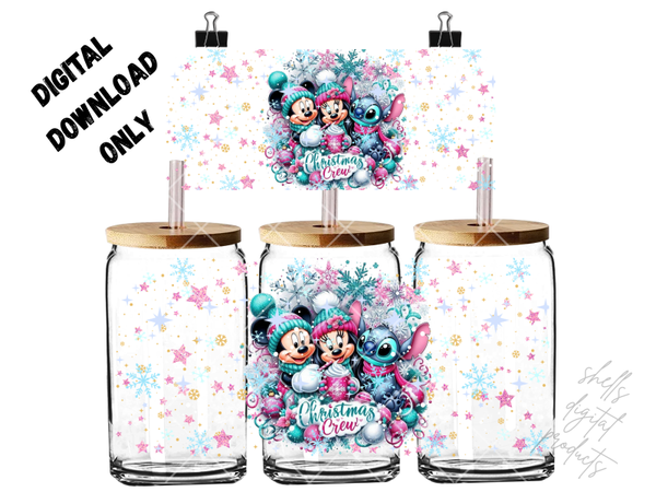 Disney Christmas themed stitch minni and Micky png digital download for 16oz tumblers