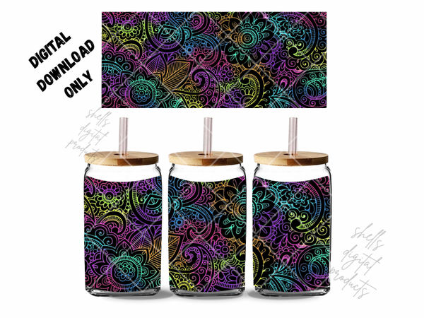Bright pattern on a black background png dd 16oz