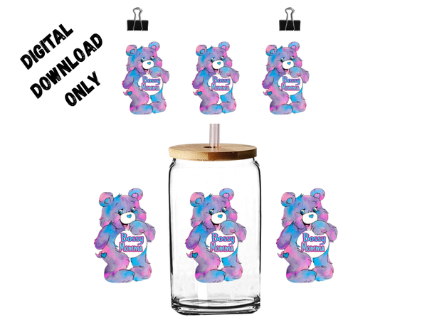 PNG digital download pink and purple carebear boss mumma for 16oz tumblers