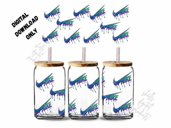 Blue purple and green chameleon Nike png dd 16oz