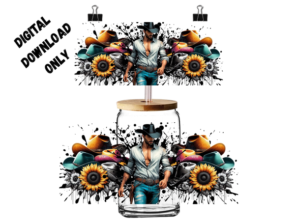 PNG Digital download cowbot with his shirt on for 16oz tumbler