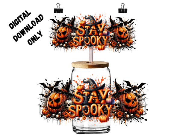 PNG Digital download 16oz Halloween themed pumpkins stay spooky