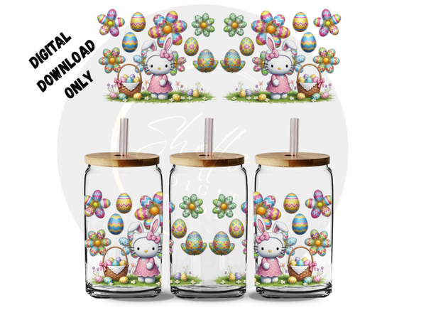 H kitty Easter bunny,eggs png dd 16oz tumblers