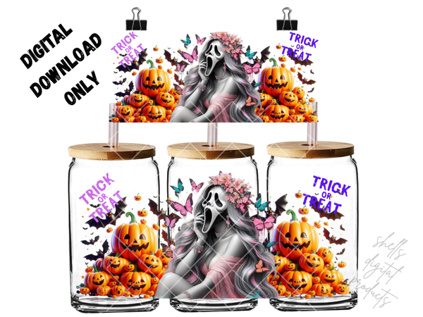 PNG dd Halloween themed woman and mask for 16oz tumblers