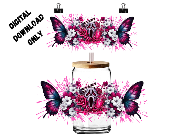 PNG Digital download 16oz wrap, Halloween,screen mask