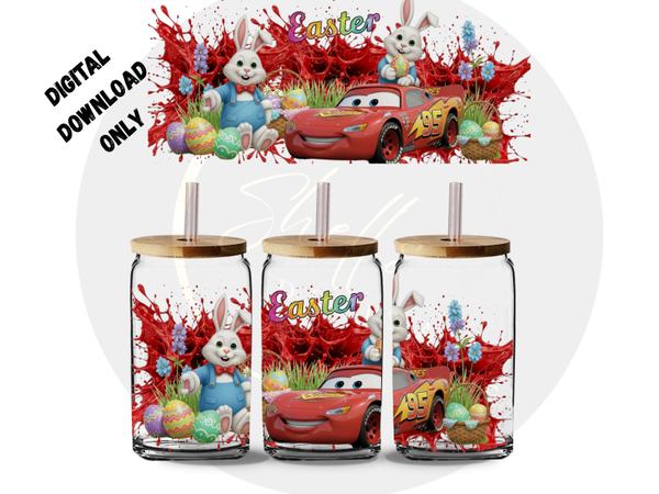 Red car 95 Easter png dd 16oz tumblers