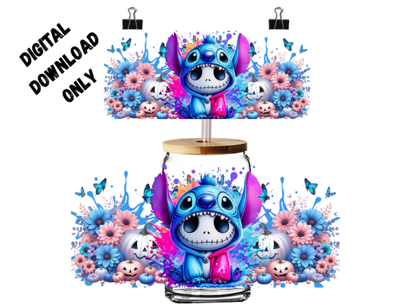 PNG Digital download 16oz Halloween themed cute stitch