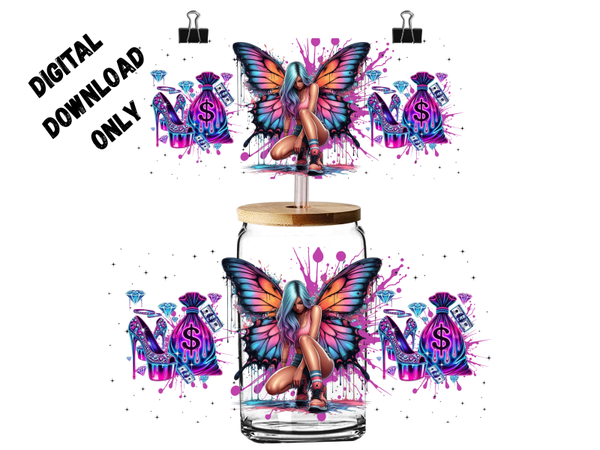 PNG digital download 16oz ,woman,fairy,colourful