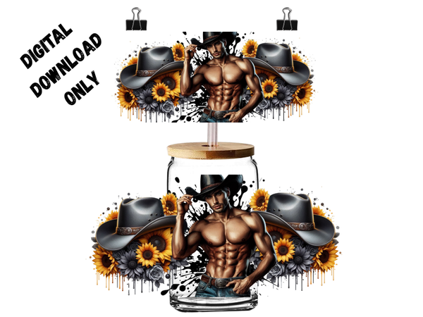 PNG Digital download shirtless cowboy 16oz tumbler