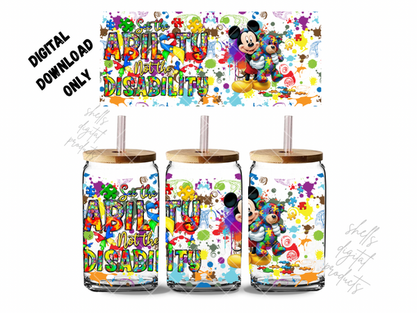 See the ability not the disability micky Mouse and bear png DD for 16oz tumblers