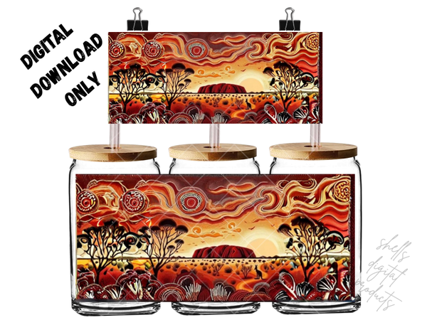 Uluru inspired indigenous painting png digital download for 16oz tumblers