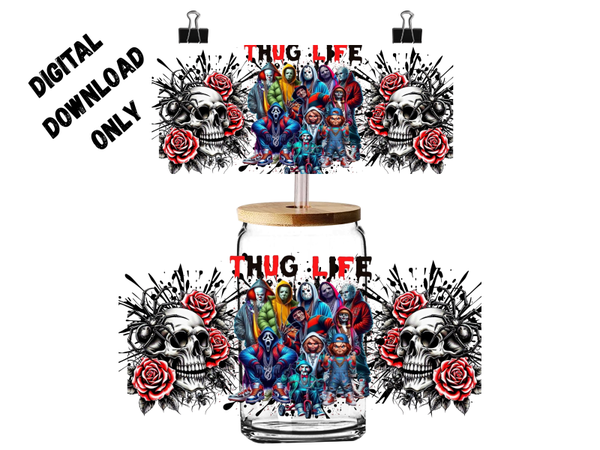 PNG Digital download 16oz wrap thug life Halloween themed