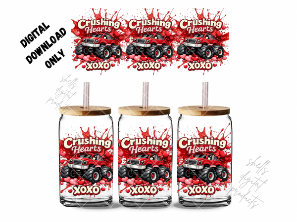 Crushing hearts monster truck png dd for 16oz tumblers
