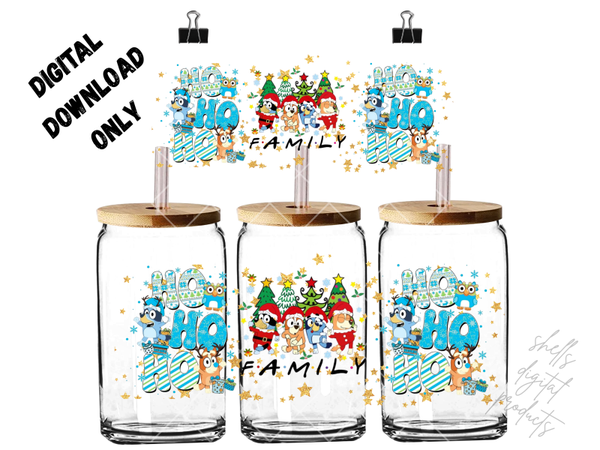 Bluey family Christmas blue png dd 16oz tumblers