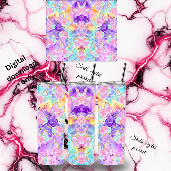 Unicorn face tie dye png sub for 20oz tumblers