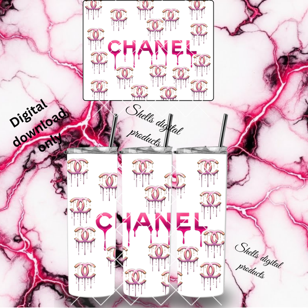 Pink Chanel png dd 20oz skinny tumbler