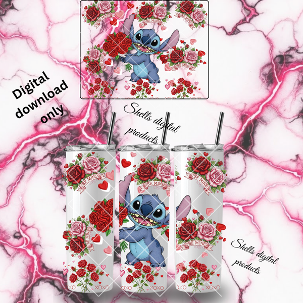 Png dd sublimation stitch valentines themed for skinny 20oz tumbler