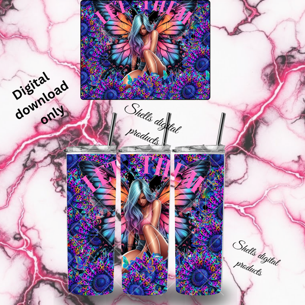 PNG dd sublimation let them woman with butterfly wings for 20oz skinny tumbler