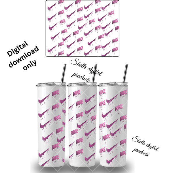 PNG dd 20oz skinny tumbler pink n purple Nike tick