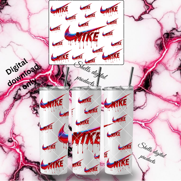 Blue and red Nike tick png DD sub for 20oz skinny tumblers