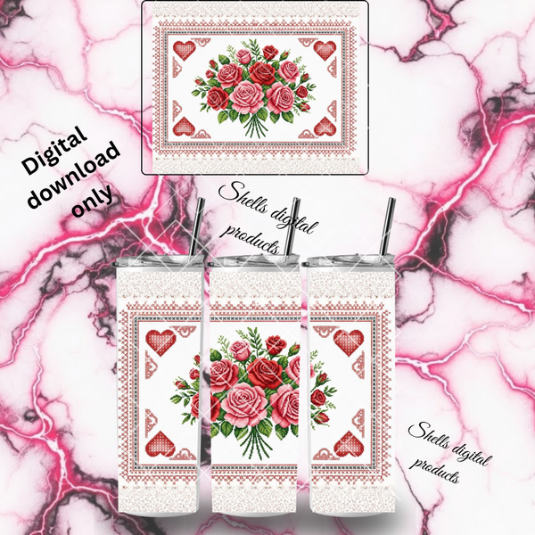 PNG dd sublimation print valentines themed for 20oz skinny tumbler