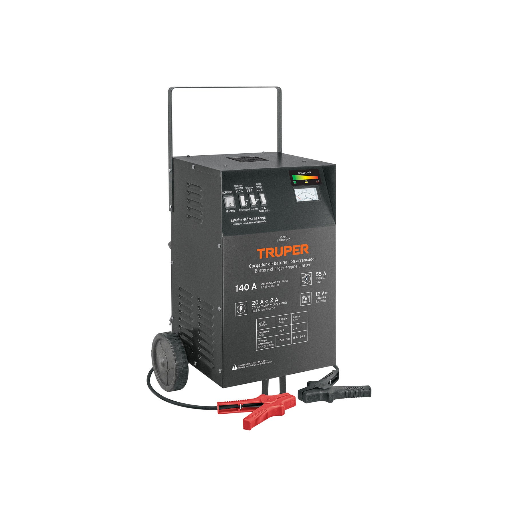 CARGADOR DE BATERIAS 55A, ARRANCADOR DE 140A, 12V, TRUPERX