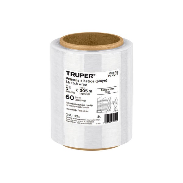 ROLLO PELICULA PLASTICA TRANSPARENTE 305 METROS PLAYO 5" CAL60