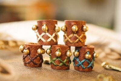 Dutch Oak lederen baardkralen, viking stijl