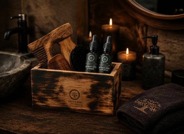 Dutch Oak Beard Crate – Handbewerkte Baardverzorgingskist van Hout