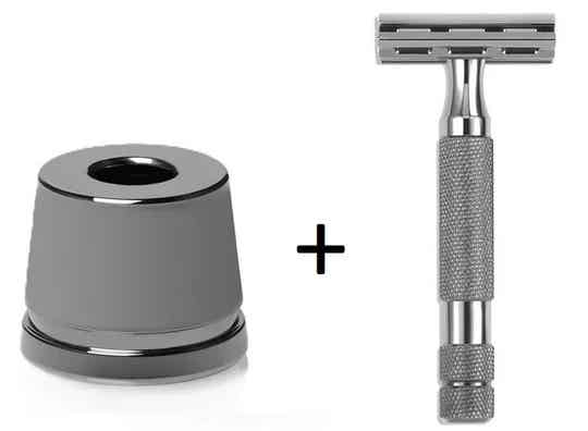 SET Rockwell Razors 2C Safety Razor met Stand - Gunmetal
