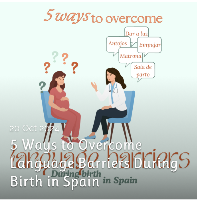 photo of blog post 5 ways to overcome language barriers during birth in Spain. Imgae is from a pregnant woman and her care provider talking