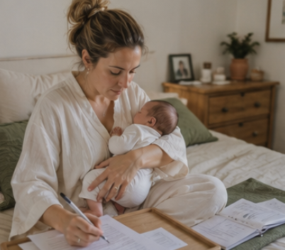 newborn paperwork in Spain being filled in by mom