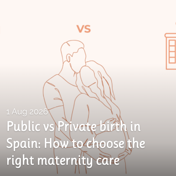 Pregnant couple drawn: First Photo of the blog on Pubic vs private birth in Spain