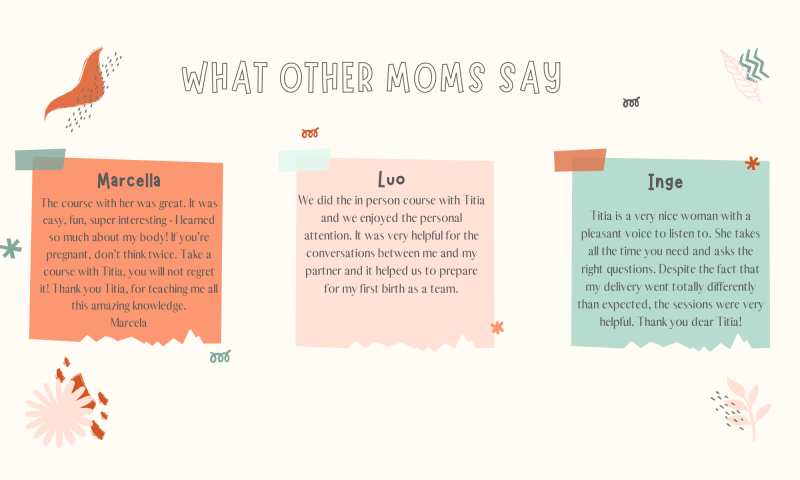 Quotes of moms doing the Private  Antenatal HypnoBirthing Course of Born in Trust in Malaga