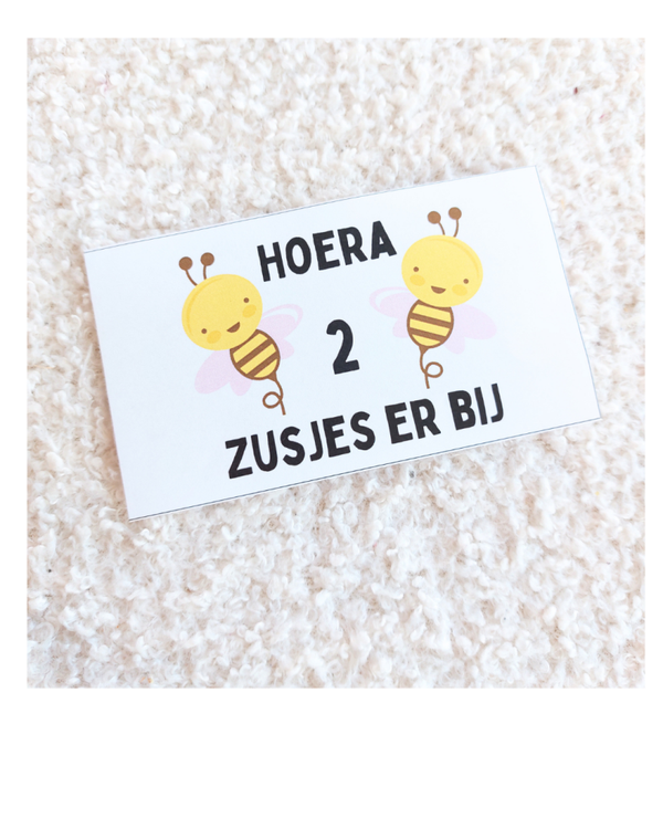 TWEELING Hoera 2 zusjes er BIJ, bellenblaas wikkel