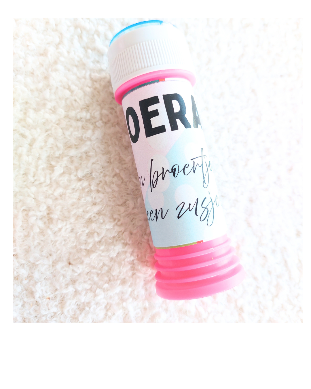 TWEELING Hoera een broertje EN een zusje, bellenblaas wikkel