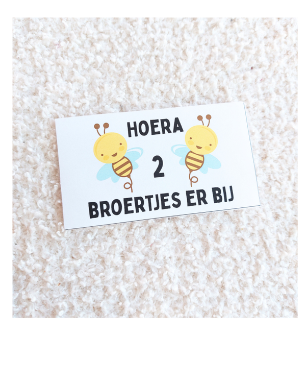 TWEELING Hoera 2 broertjes er BIJ bellenblaas wikkel