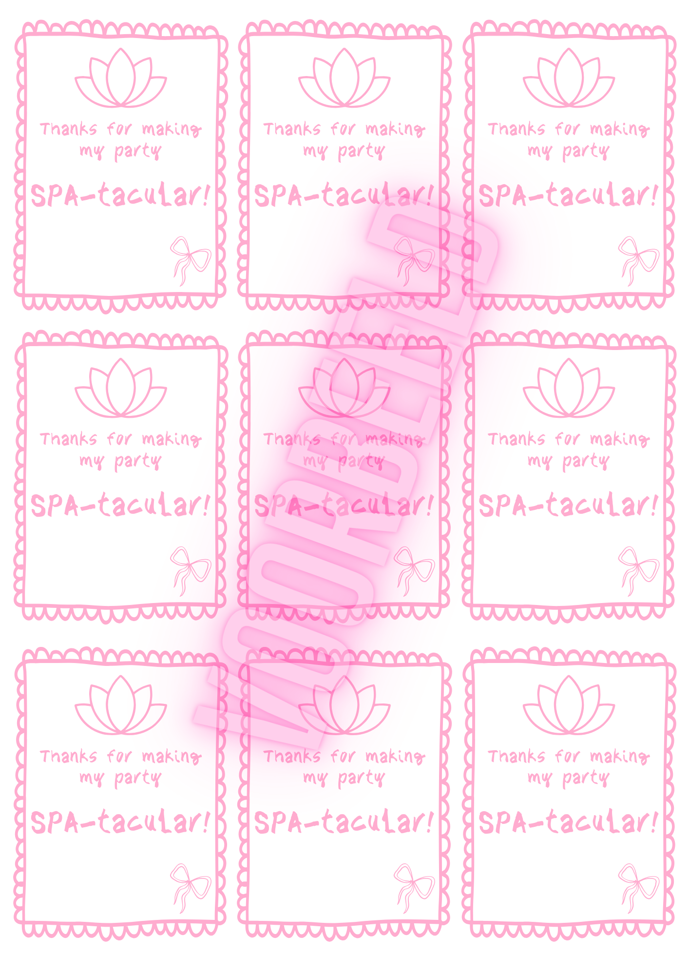 SPA @ Home Party Bedank kaartjes