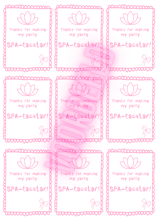 SPA @ Home Party Bedank kaartjes