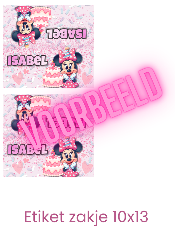 Minnie mouse etiket voor snoepzakje