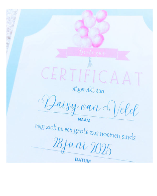 Grote Broer/Zus Certificaat