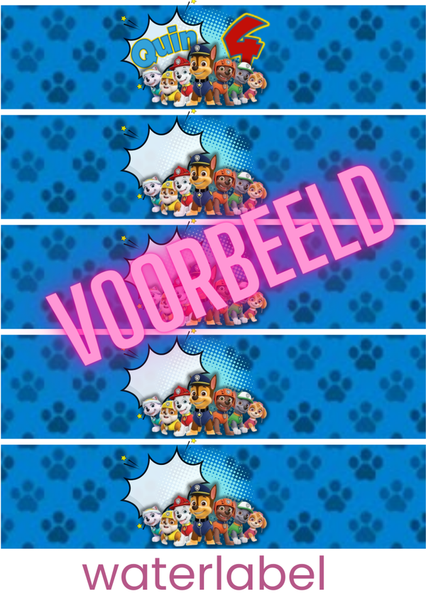 Paw Patrol Water label