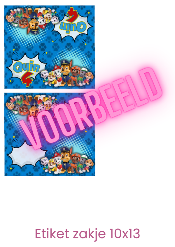 Pas Patrol Etiket voor snoepzakje